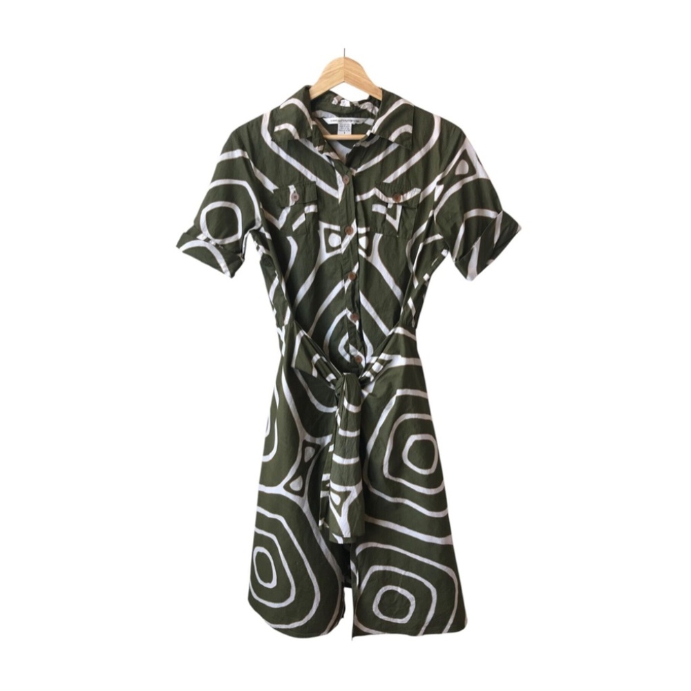 DIANE VON FURSTENBERG Women's  Shirt Dress Tie Belt Huahine Safari Green
